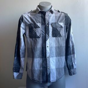 Rock & Republic Grey Plaid Shirt Medium